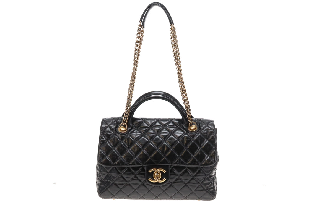 Chanel Castle Rock Bag Paris Edinburgh Black Glazed Leather GHW 2013/14