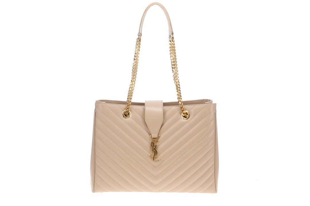Saint Laurent Lou Shopper Beige Grain De Poudre GHW 2015