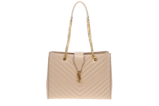 Saint Laurent Lou Shopper Beige Grain De Poudre GHW 2015