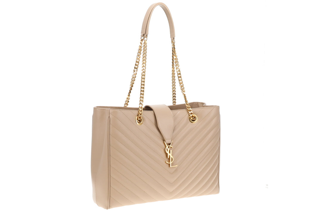 Saint Laurent Lou Shopper Beige Grain De Poudre GHW 2015
