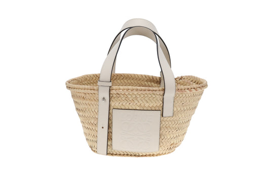 Loewe Basket Bag Small Palm Leaf and White Calfskin