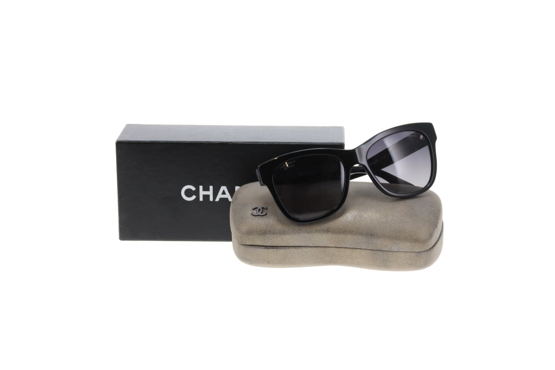 Chanel Black Polarized Silver CC Sunglasses 5380