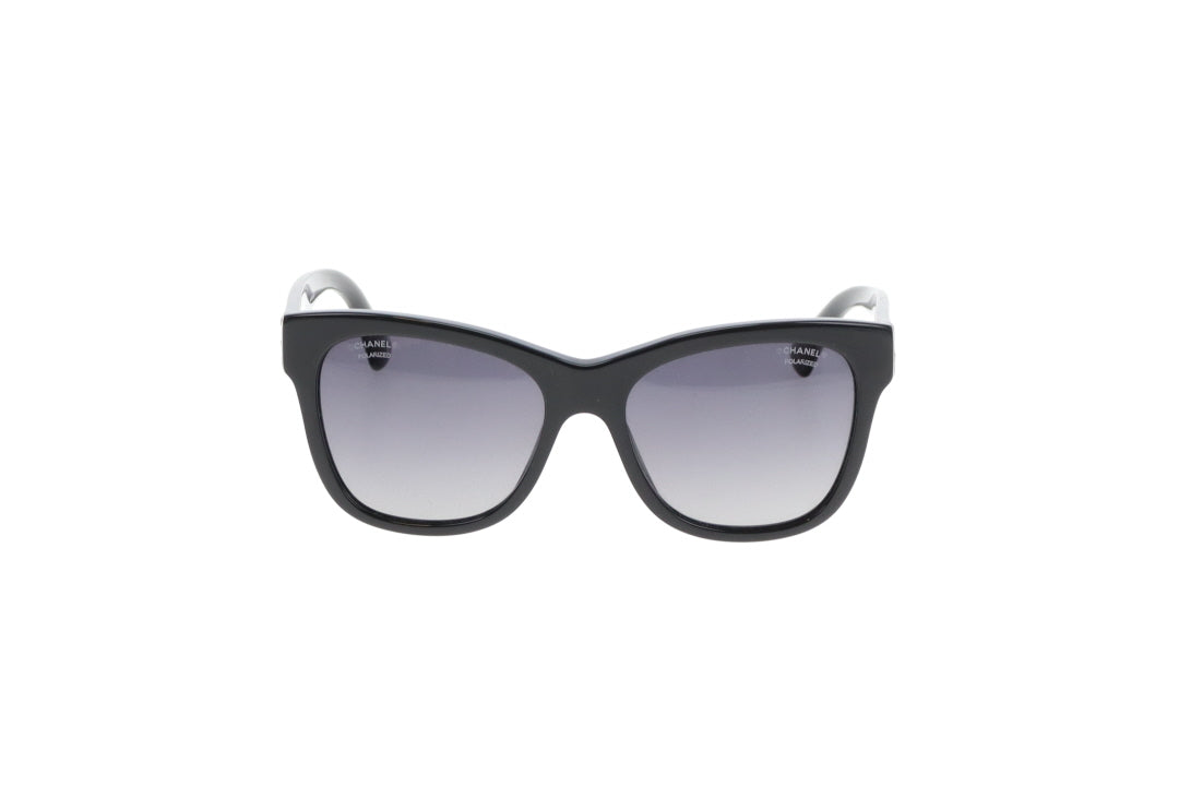 Chanel Black Polarized Silver CC Sunglasses 5380