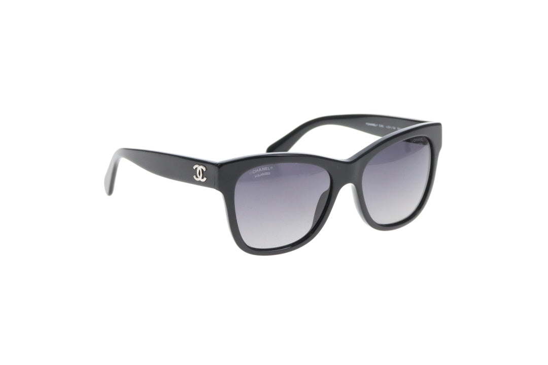 Chanel Black Polarized Silver CC Sunglasses 5380