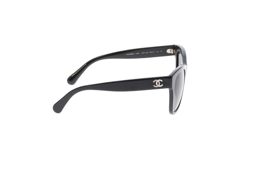 Chanel Black Polarized Silver CC Sunglasses 5380