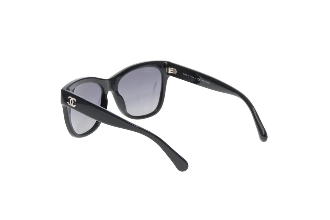Chanel Black Polarized Silver CC Sunglasses 5380