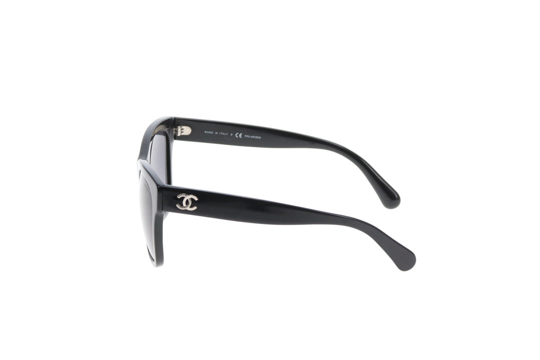Chanel Black Polarized Silver CC Sunglasses 5380
