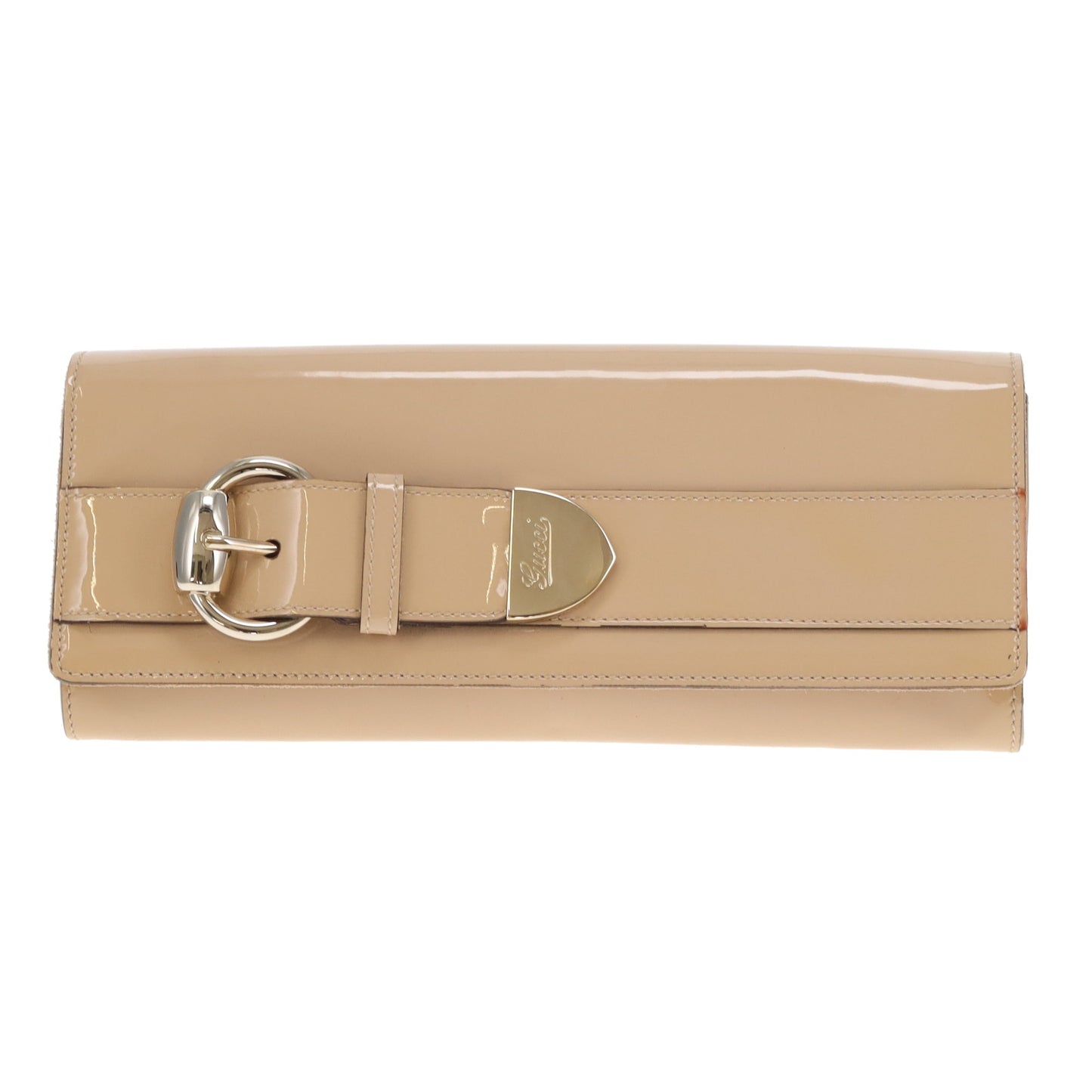 Gucci Patent Romy Clutch Beige Vintage