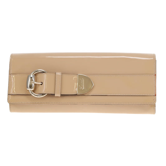 Gucci Patent Romy Clutch Beige Vintage