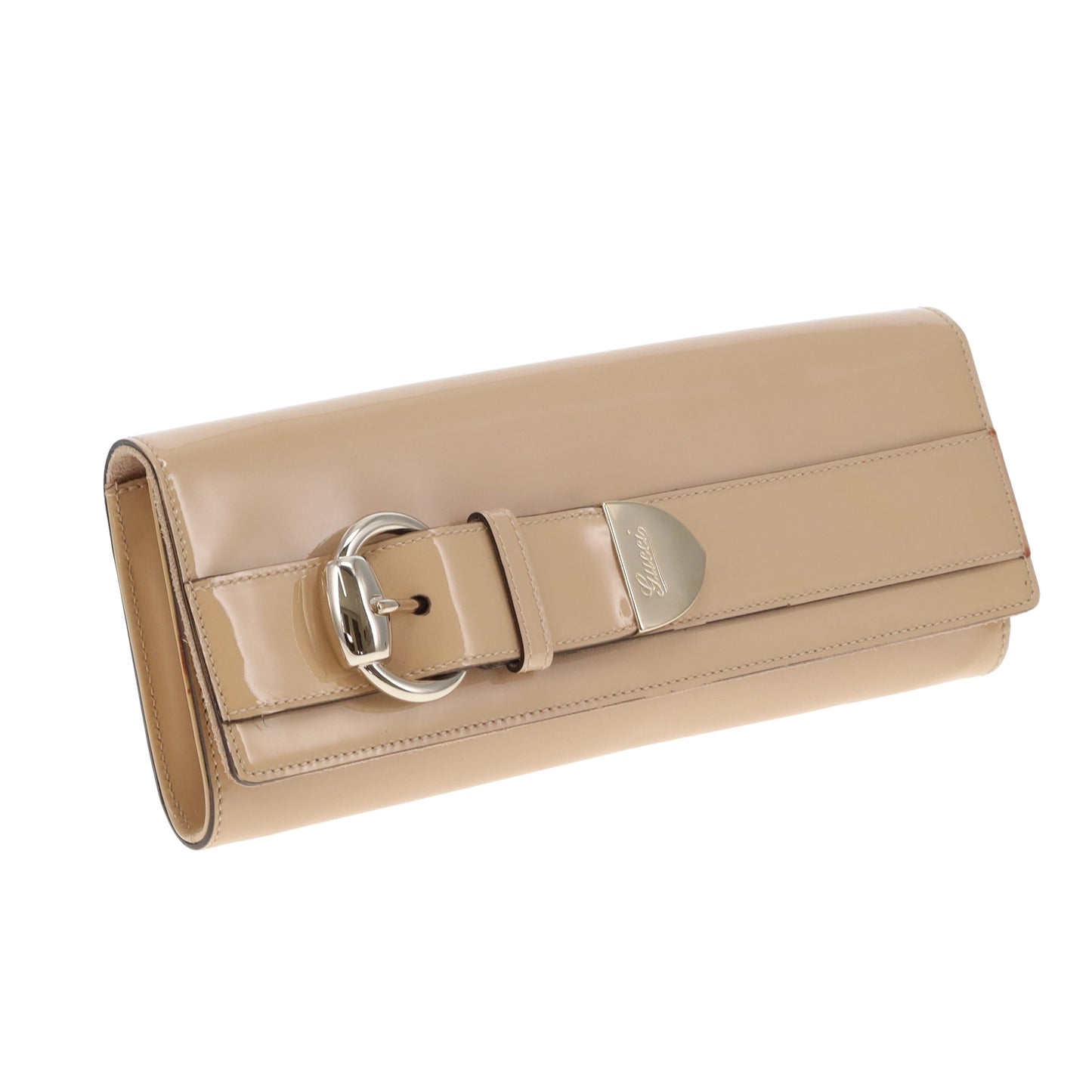 Gucci Patent Romy Clutch Beige Vintage