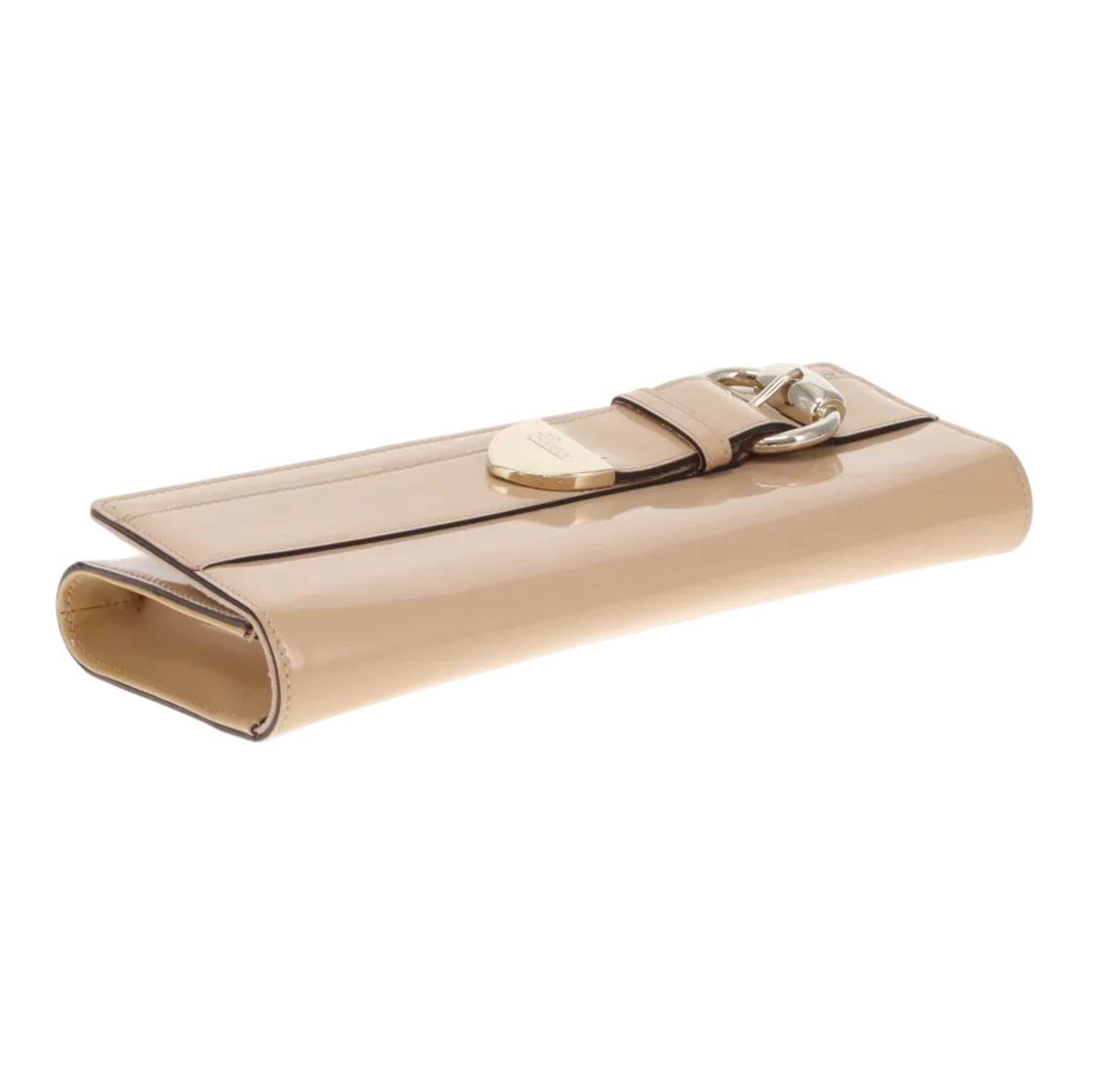 Gucci Patent Romy Clutch Beige Vintage