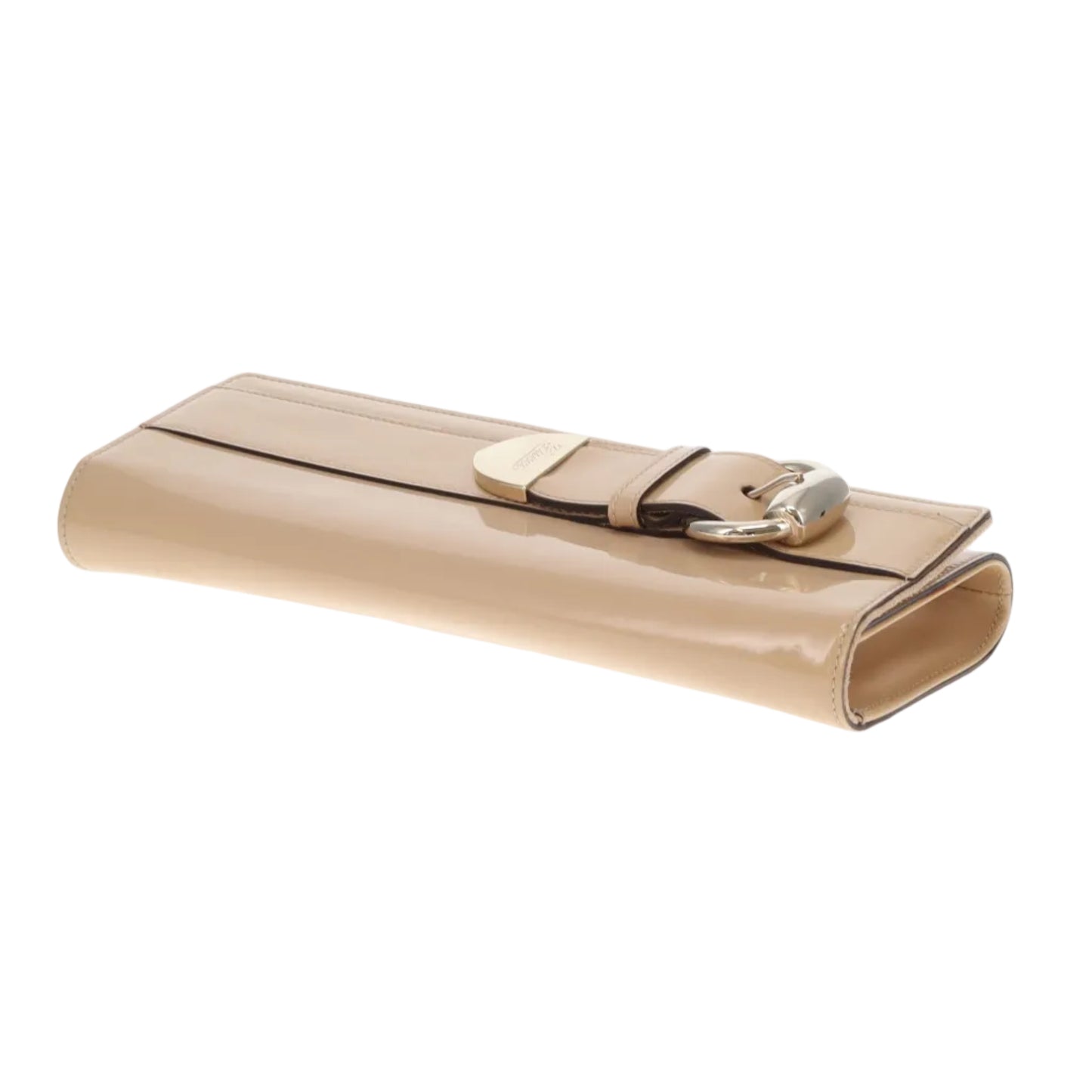 Gucci Patent Romy Clutch Beige Vintage