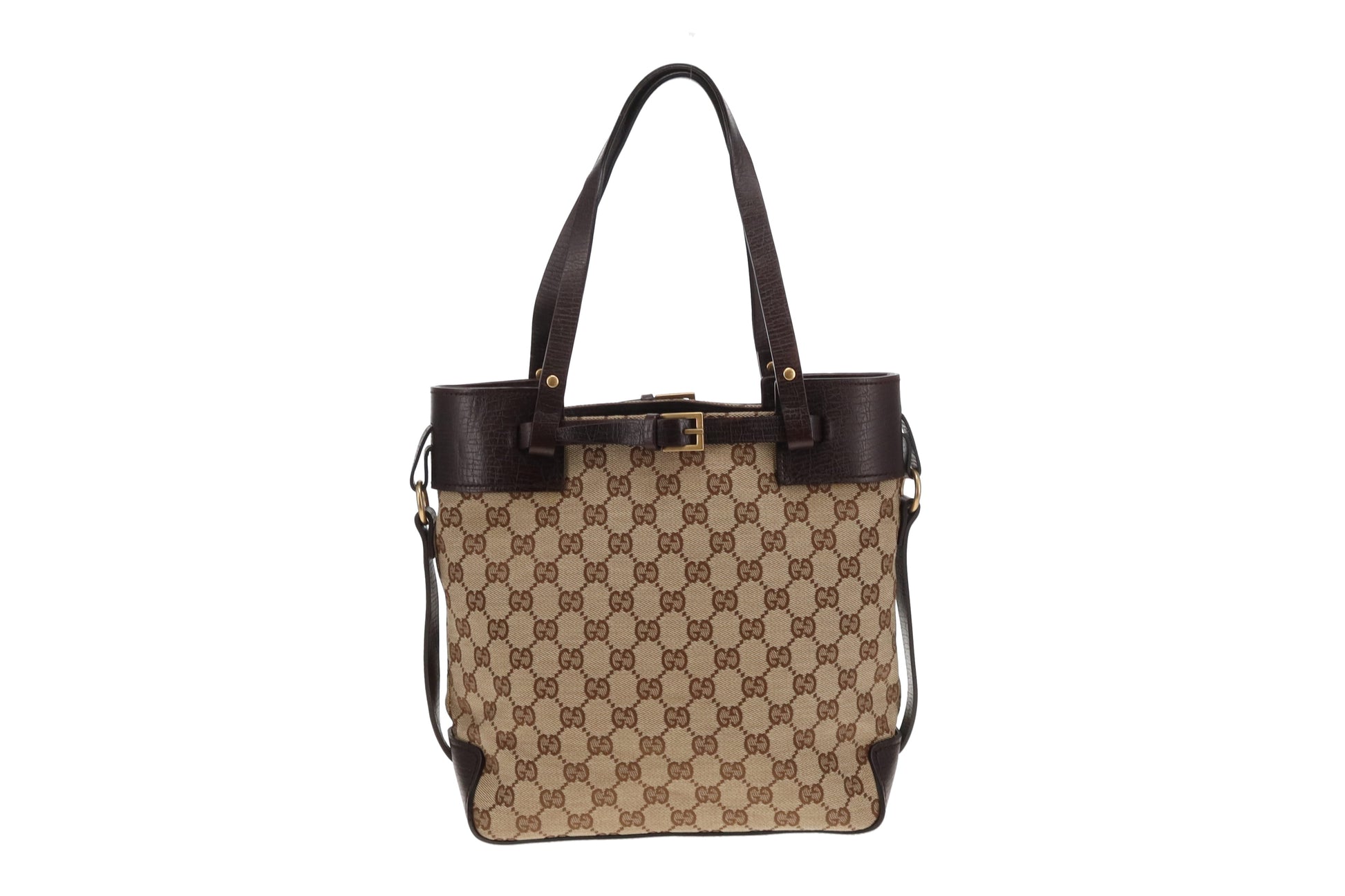 Tote Bag Gucci Bucke Gucci GG Canvas Leather Vertical Vintage