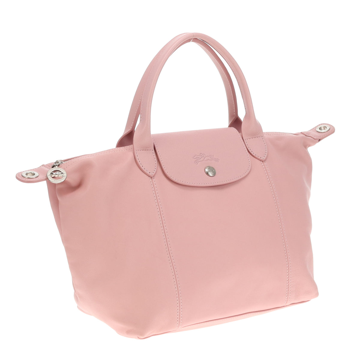 Longchamp Le Pliage Cuir Small Baby Pink SHW