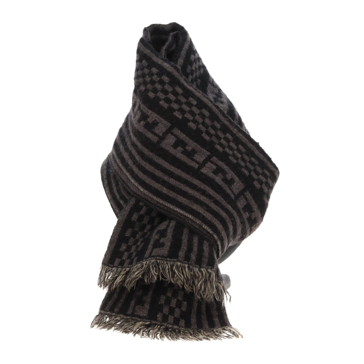 Fendi Scarf Logo Grey 100% Wool
