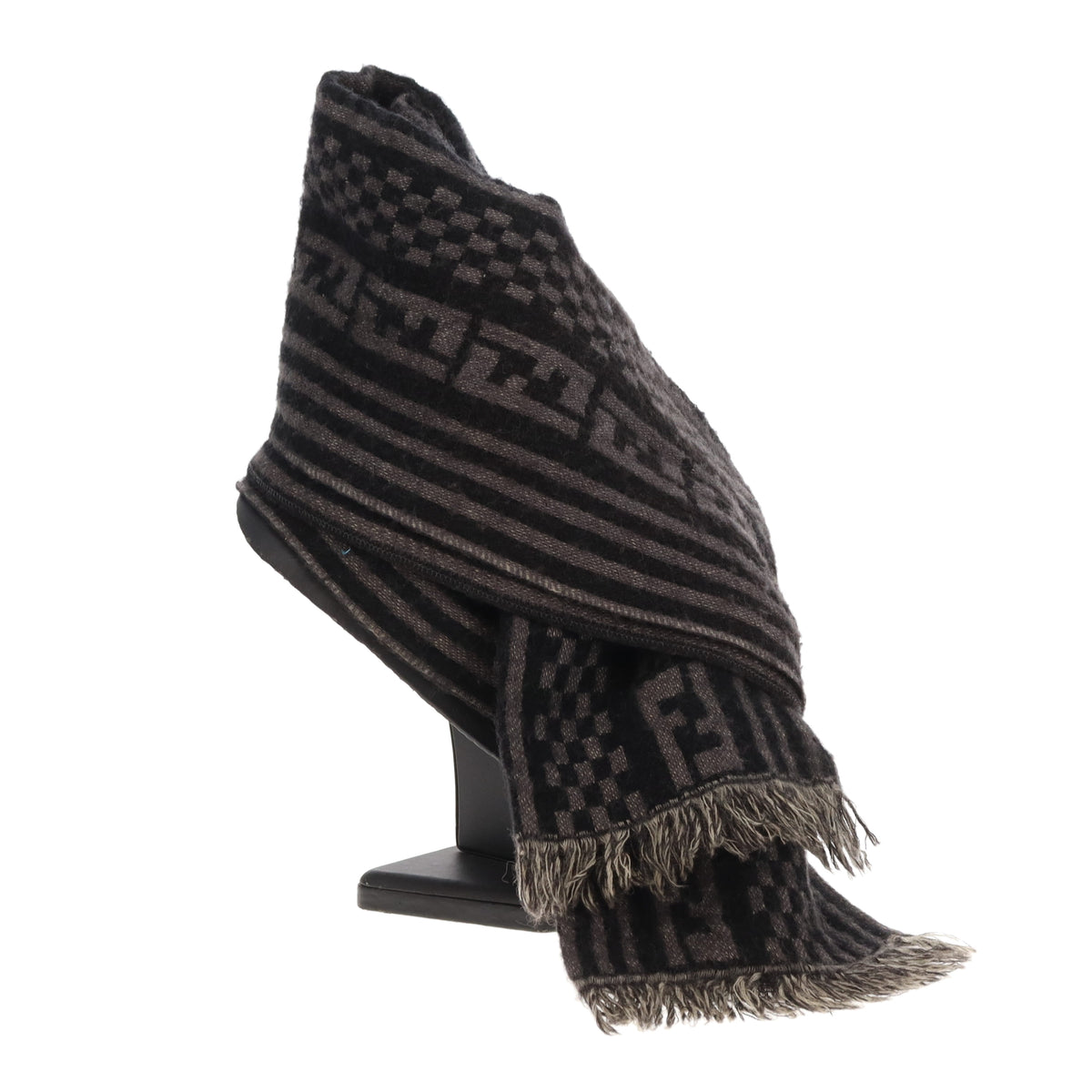 Fendi Scarf Logo Grey 100% Wool