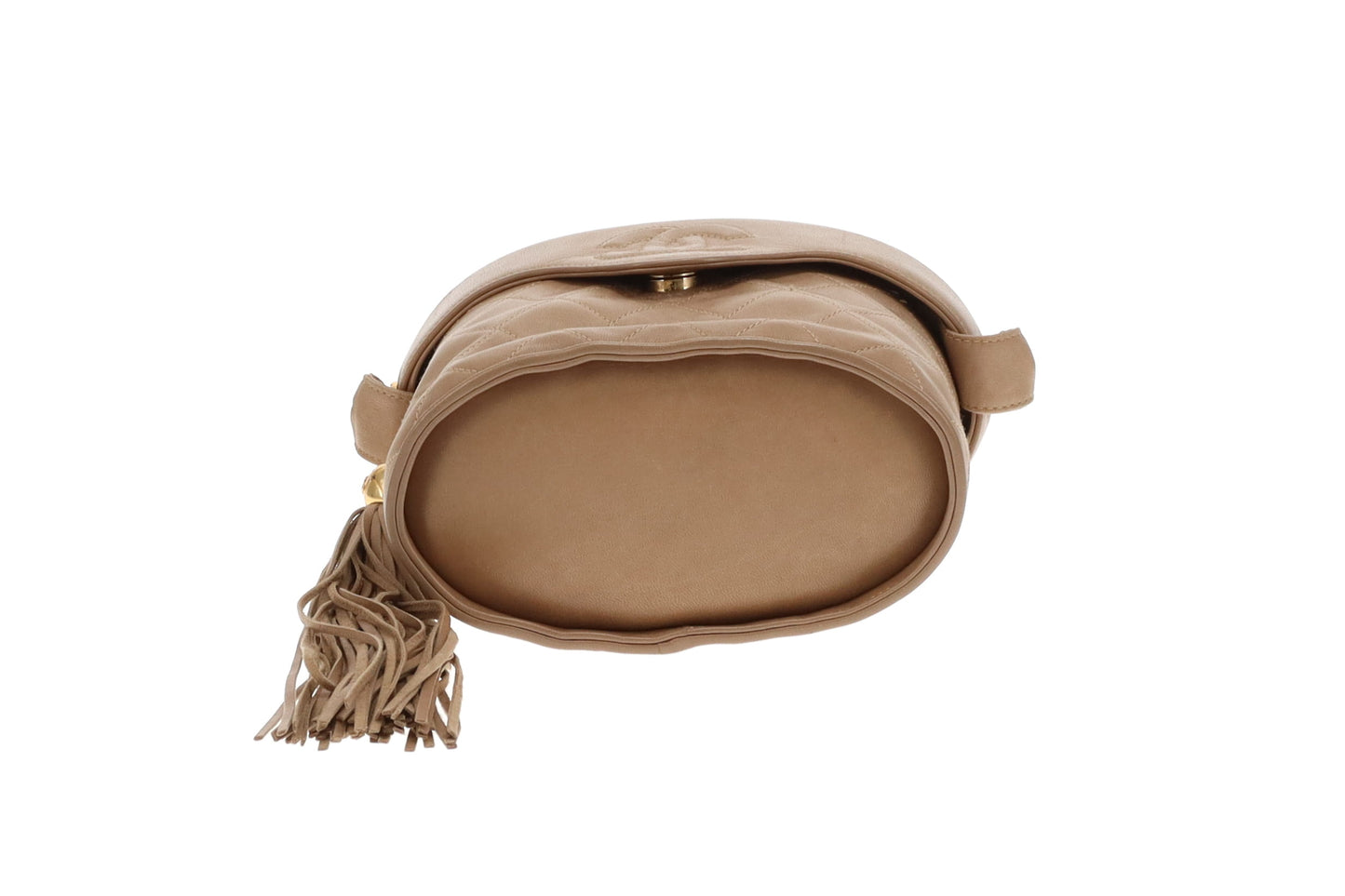 Chanel Tassel Vanity Bag Beige Quilted Lambskin Vintage