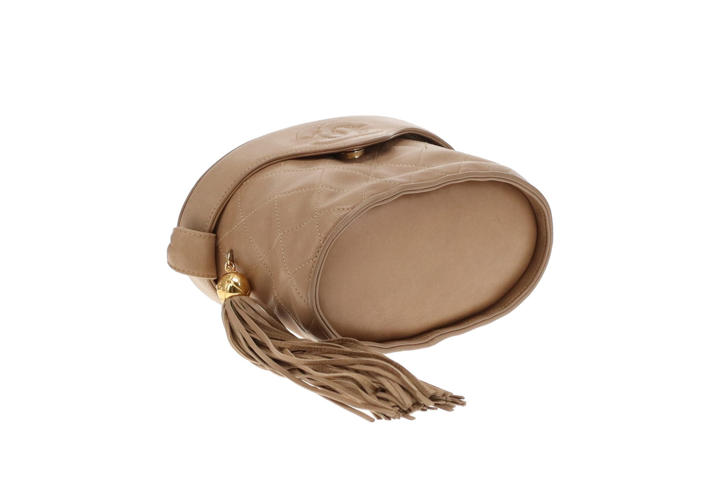 Chanel Tassel Vanity Bag Beige Quilted Lambskin Vintage