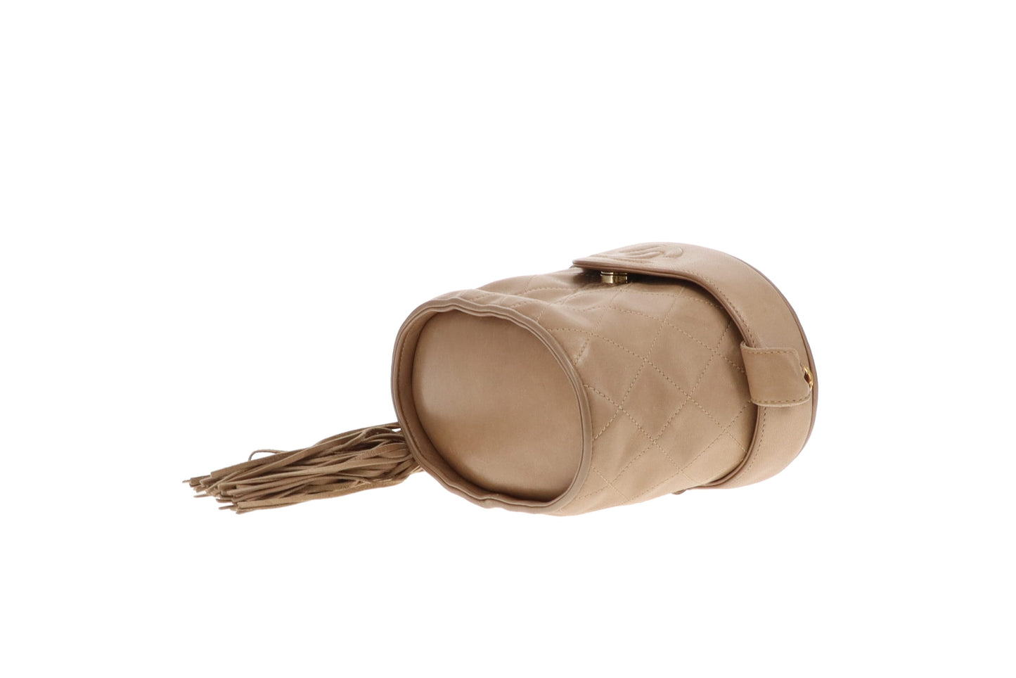 Chanel Tassel Vanity Bag Beige Quilted Lambskin Vintage