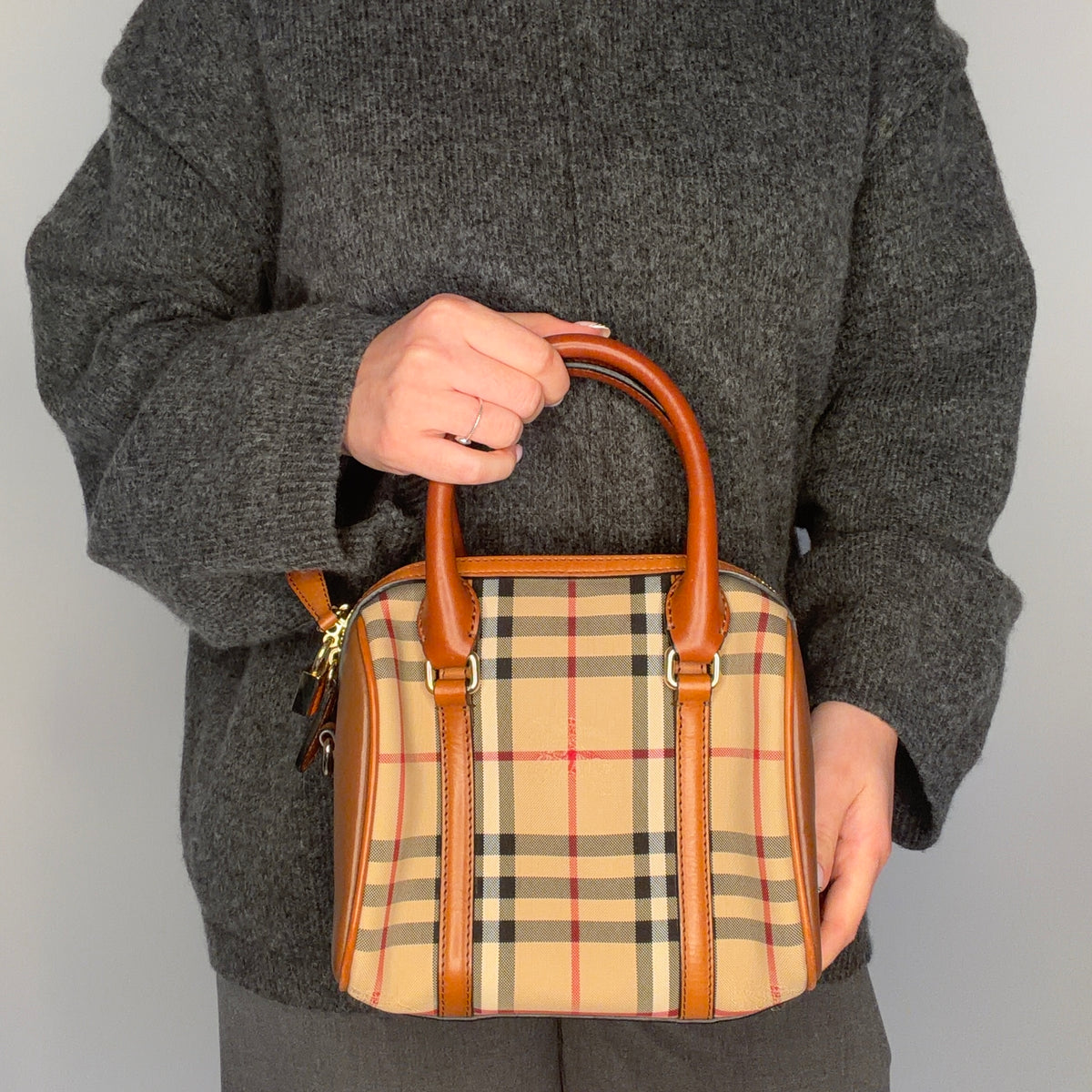 Burberry Alchester Mini Bowling Bag In House Check