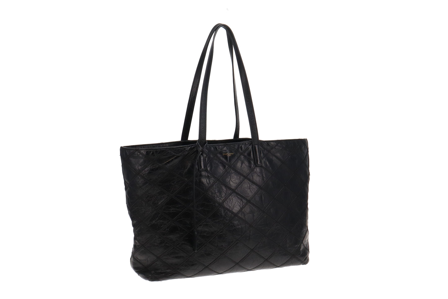 Saint Laurent Black Quilted Leather East West Shopping Tote