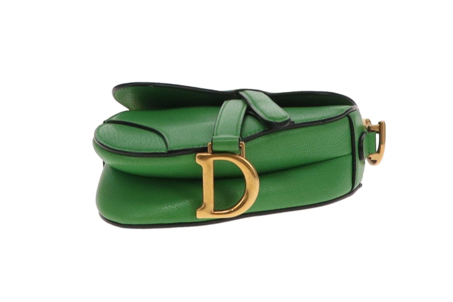 Dior Green Leather GHW Micro Saddle Bag with Strap 2022