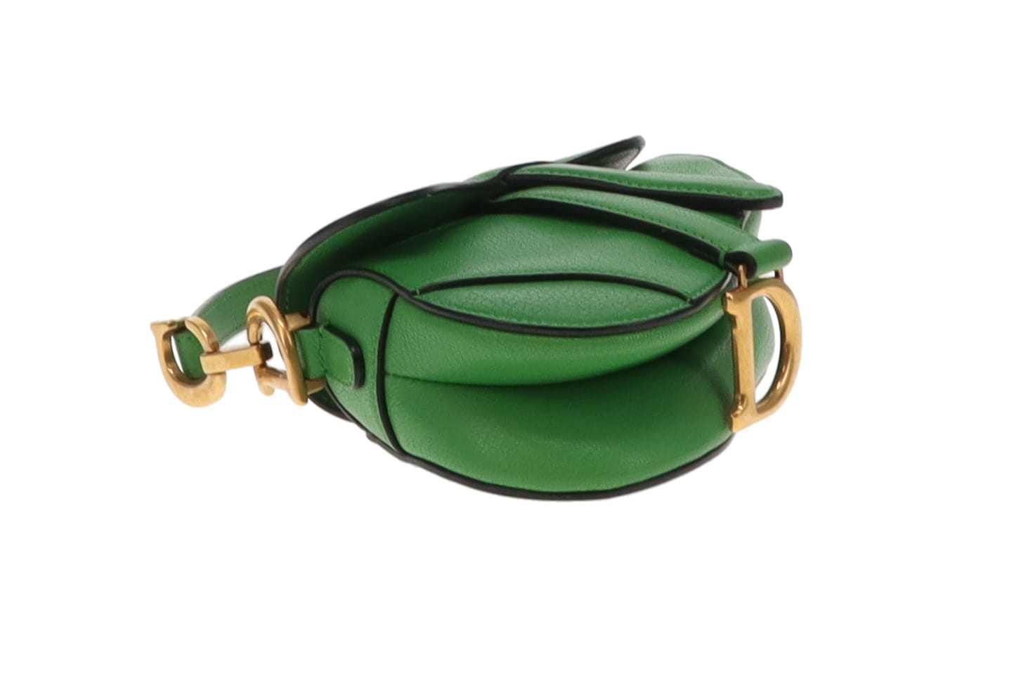 Dior Green Leather GHW Micro Saddle Bag with Strap 2022