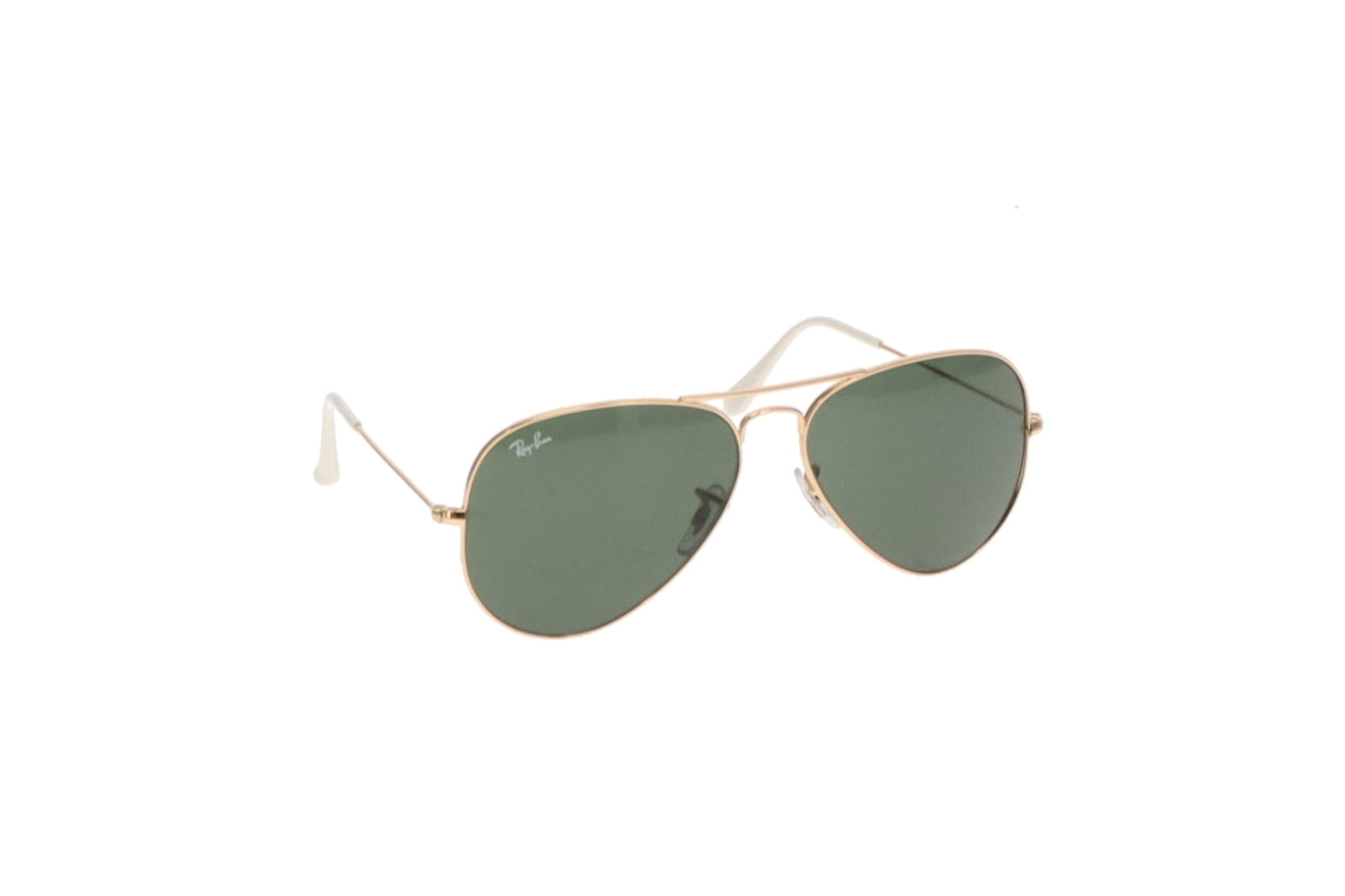 Ray-Ban Gold and White with Green Lens RB3025 Large Aviators