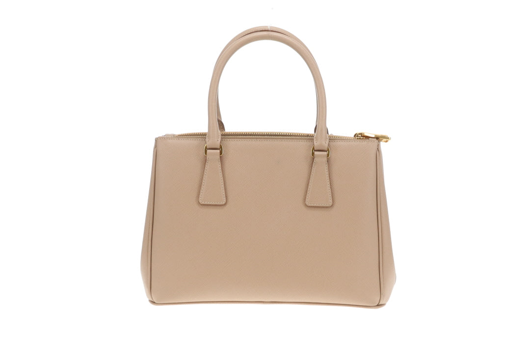 Prada Double Zip Cammeo Lux Tote In Saffiano Leather With Strap