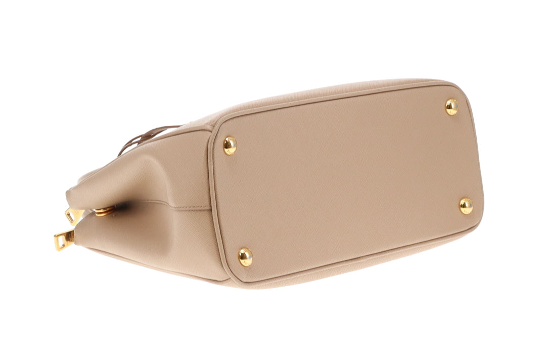 Prada Double Zip Cammeo Lux Tote In Saffiano Leather With Strap