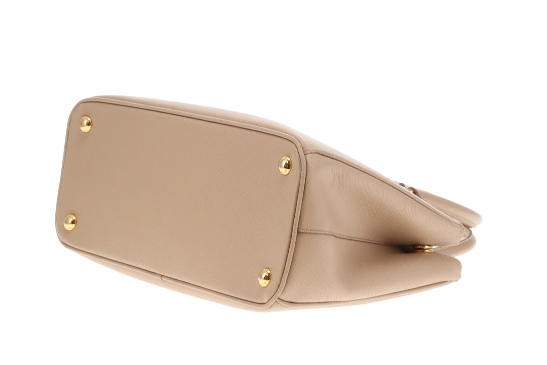 Prada Double Zip Cammeo Lux Tote In Saffiano Leather With Strap
