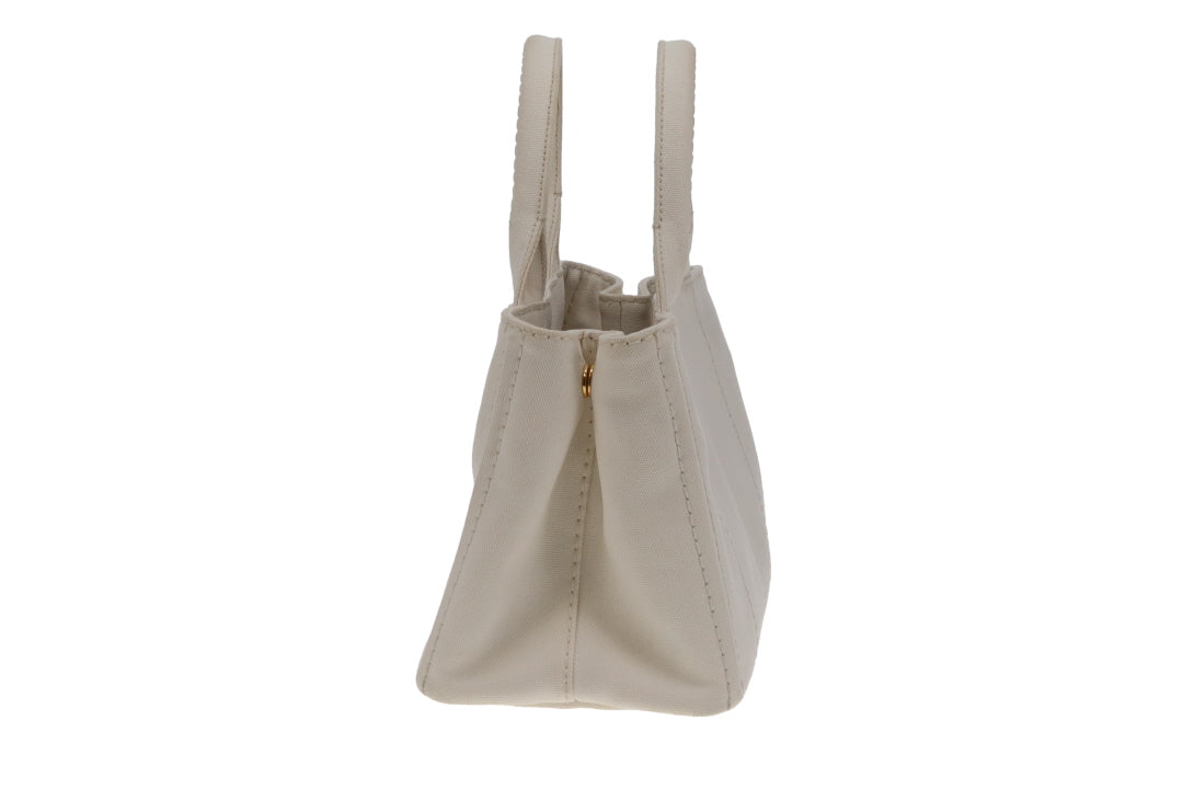 Prada Canapa Logo Convertible Canvas Tote White Small