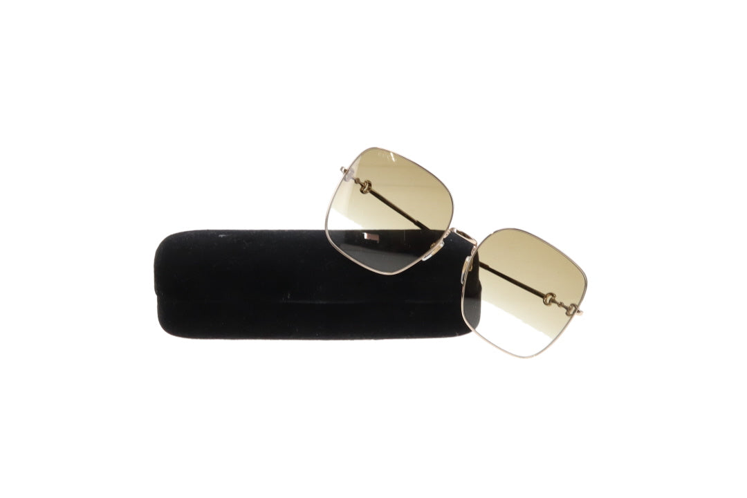 Gucci Rectangle Sunglasses Large Lens Horsebit Arms GG0879S