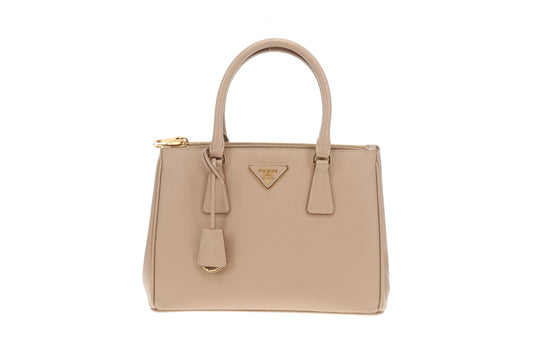 Prada Double Zip Cammeo Lux Tote In Saffiano Leather With Strap
