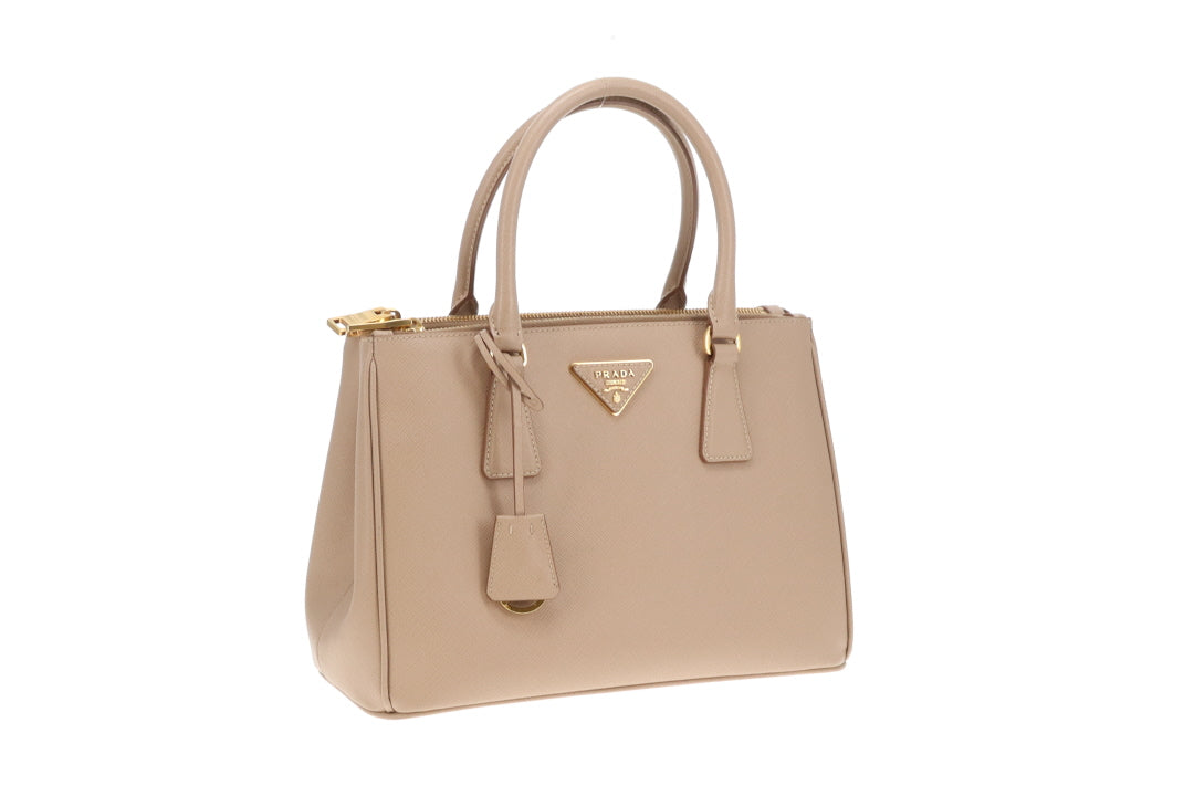 Prada Double Zip Cammeo Lux Tote In Saffiano Leather With Strap
