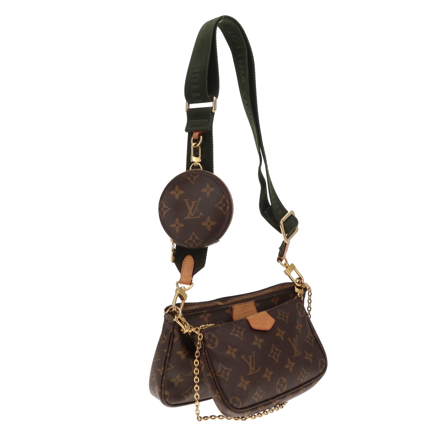 Louis Vuitto Multi-Pochette Monogram With Khaki Cotton Strap