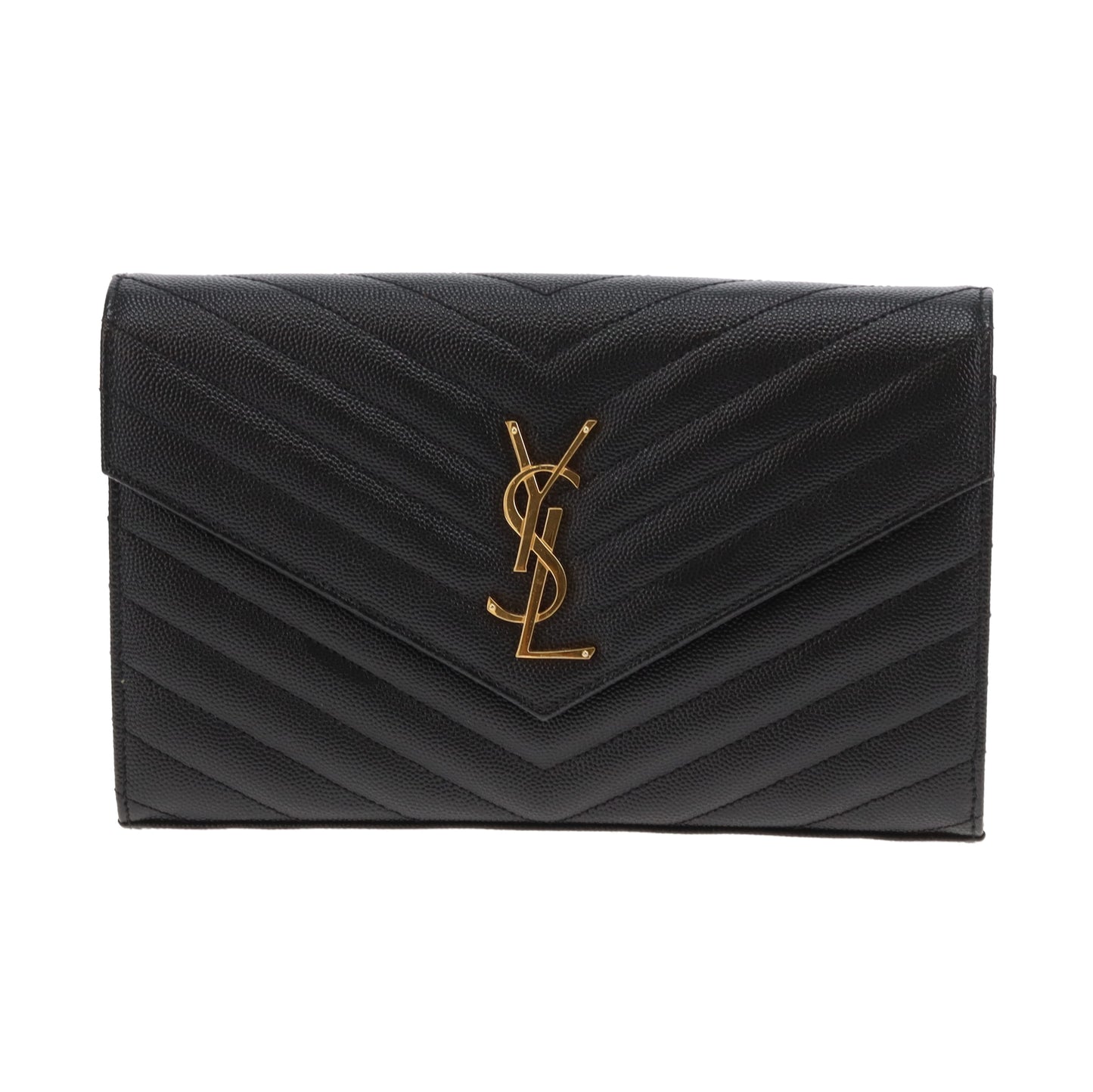 Saint Laurent Cassandre Chain Wallet Black Gold HW 2022