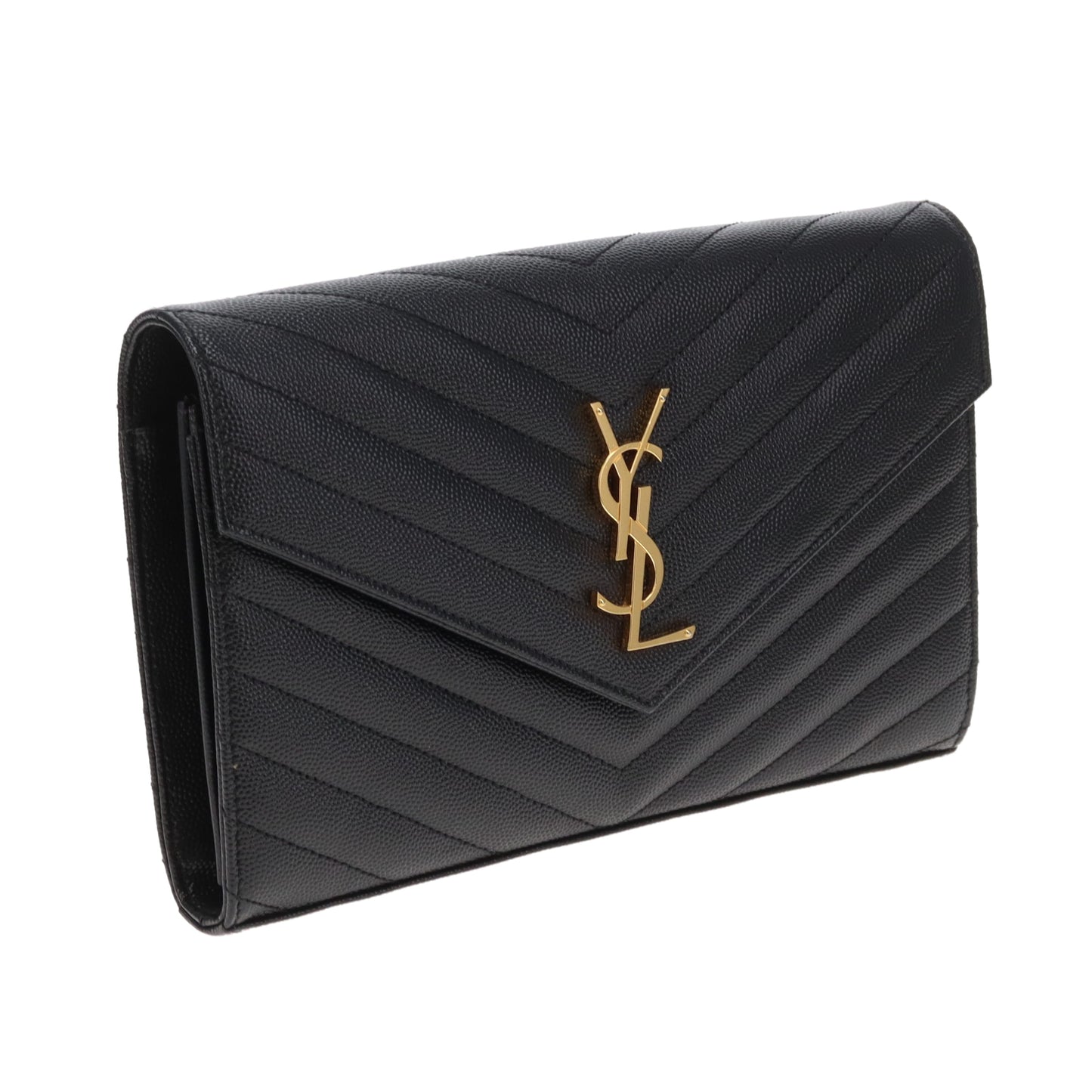 Saint Laurent Cassandre Chain Wallet Black Gold HW 2022