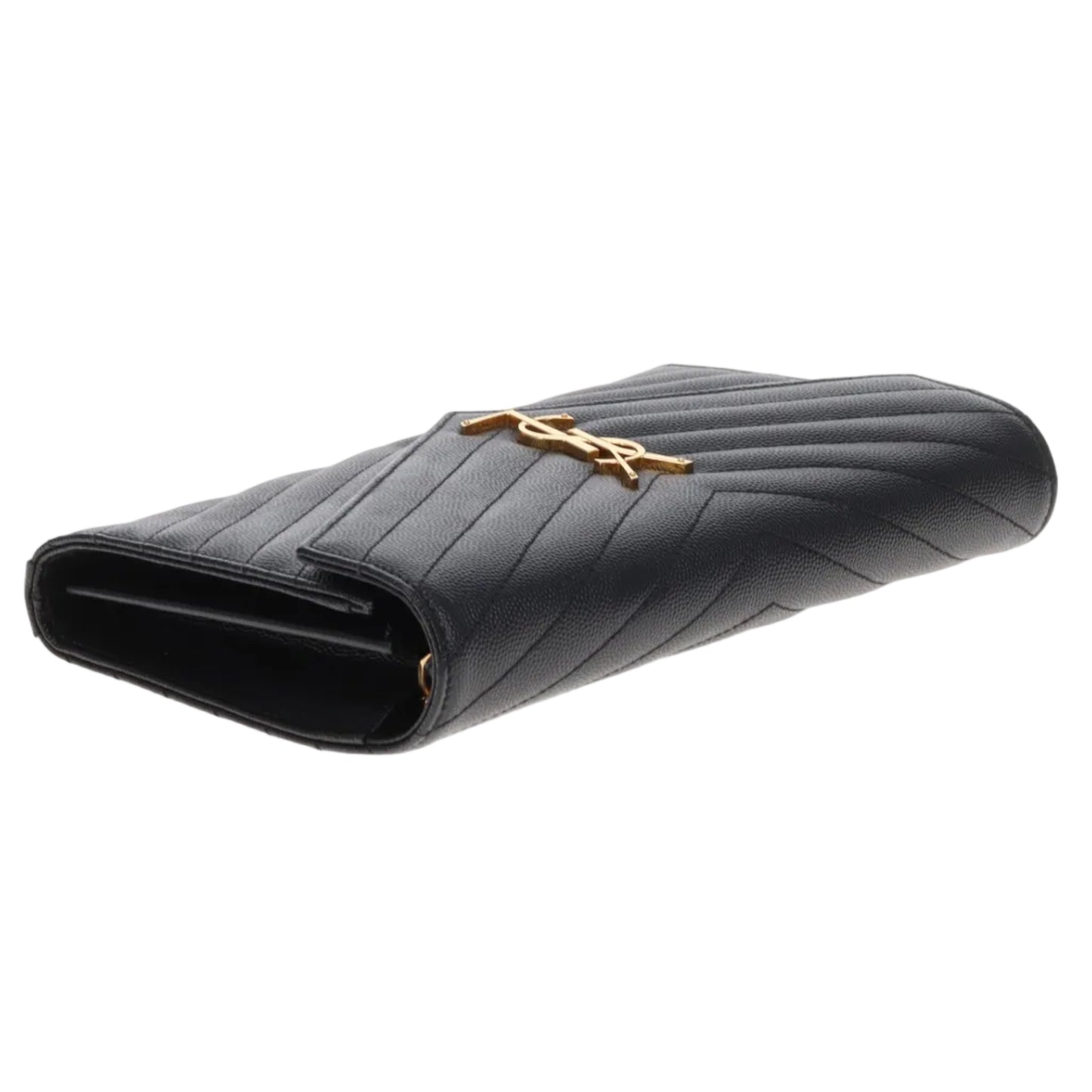 Saint Laurent Cassandre Chain Wallet Black Gold HW 2022