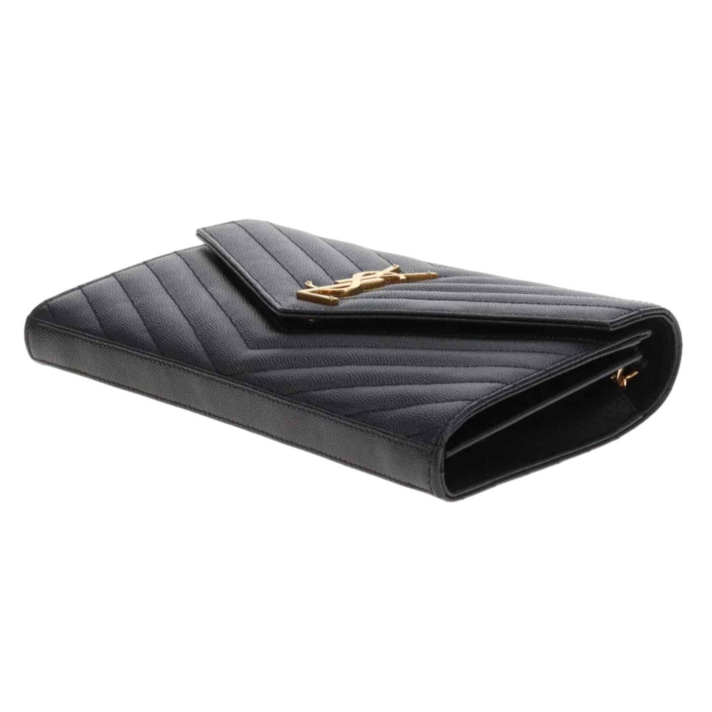 Saint Laurent Cassandre Chain Wallet Black Gold HW 2022