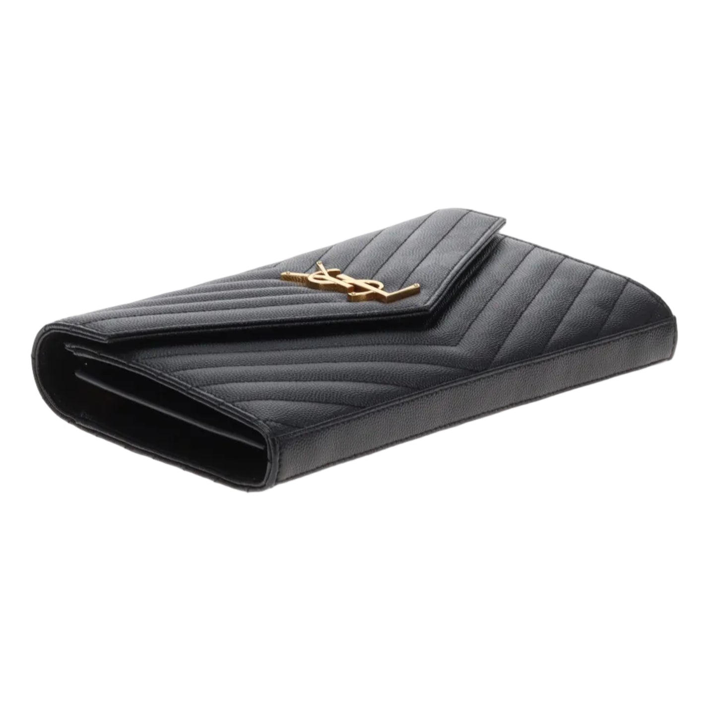 Saint Laurent Cassandre Chain Wallet Black Gold HW 2022