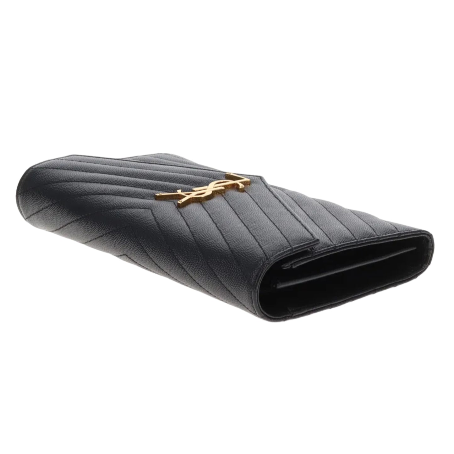 Saint Laurent Cassandre Chain Wallet Black Gold HW 2022