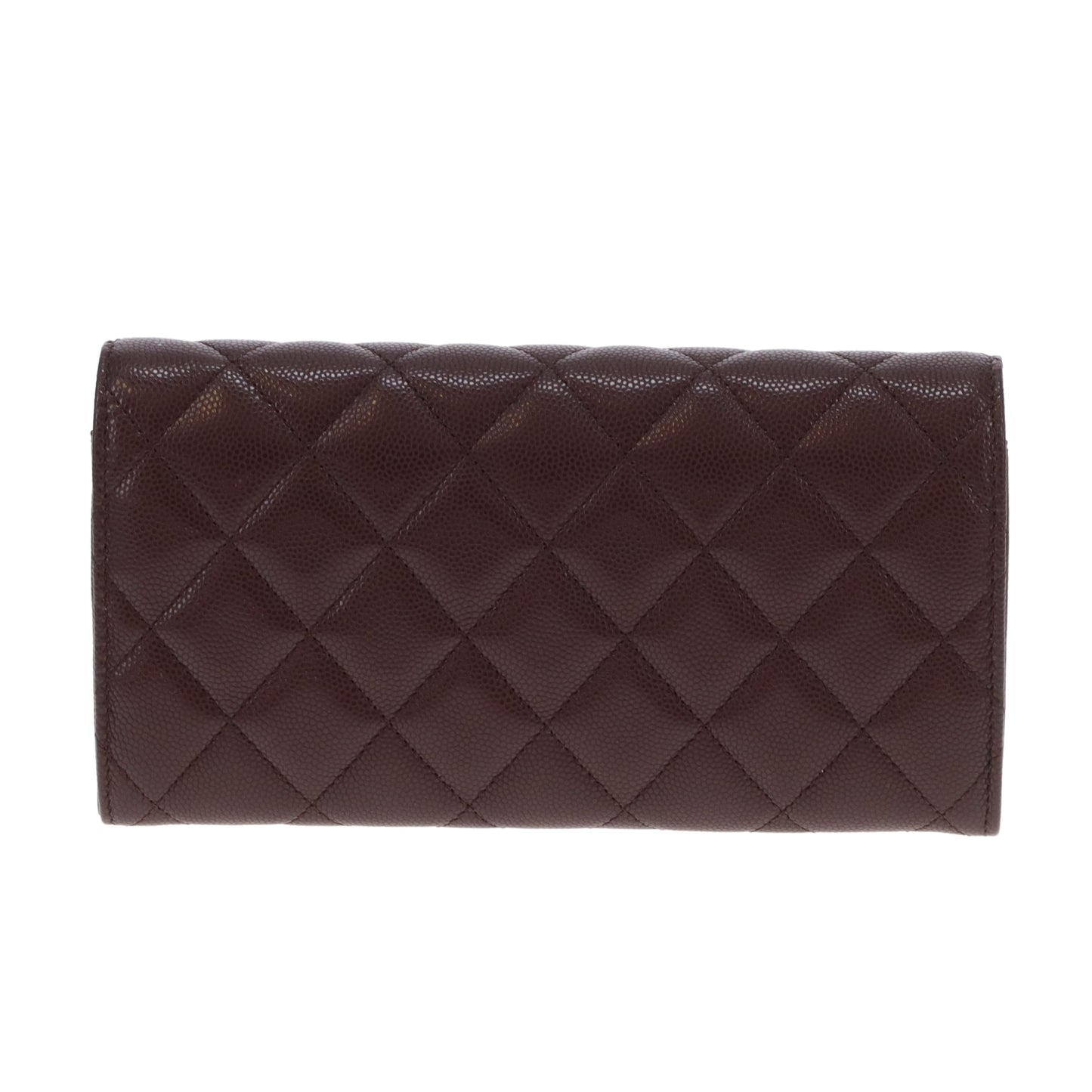 Chanel Long Flap Wallet with Textured CC Burgundy Caviar (NFID)