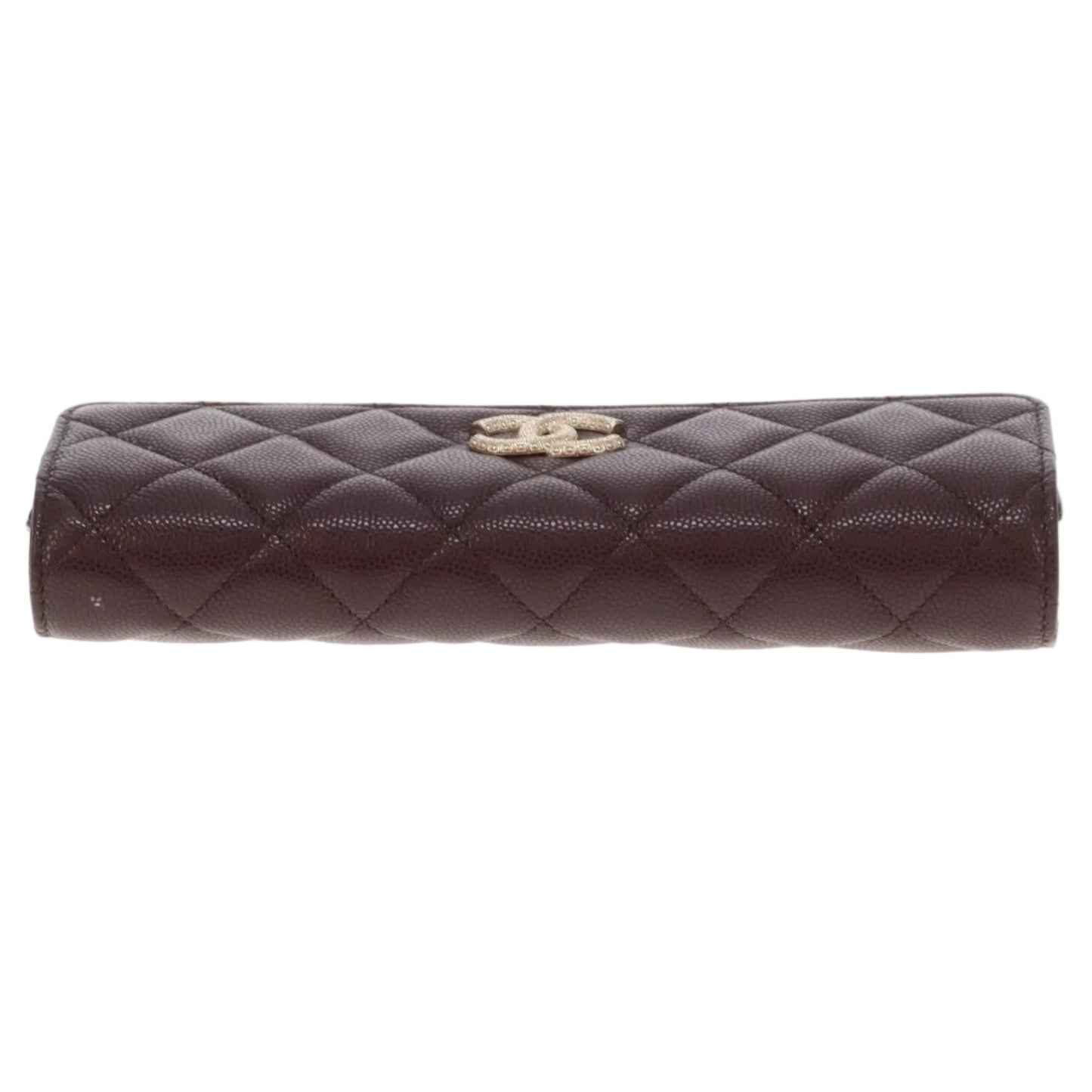 Chanel Long Flap Wallet with Textured CC Burgundy Caviar (NFID)