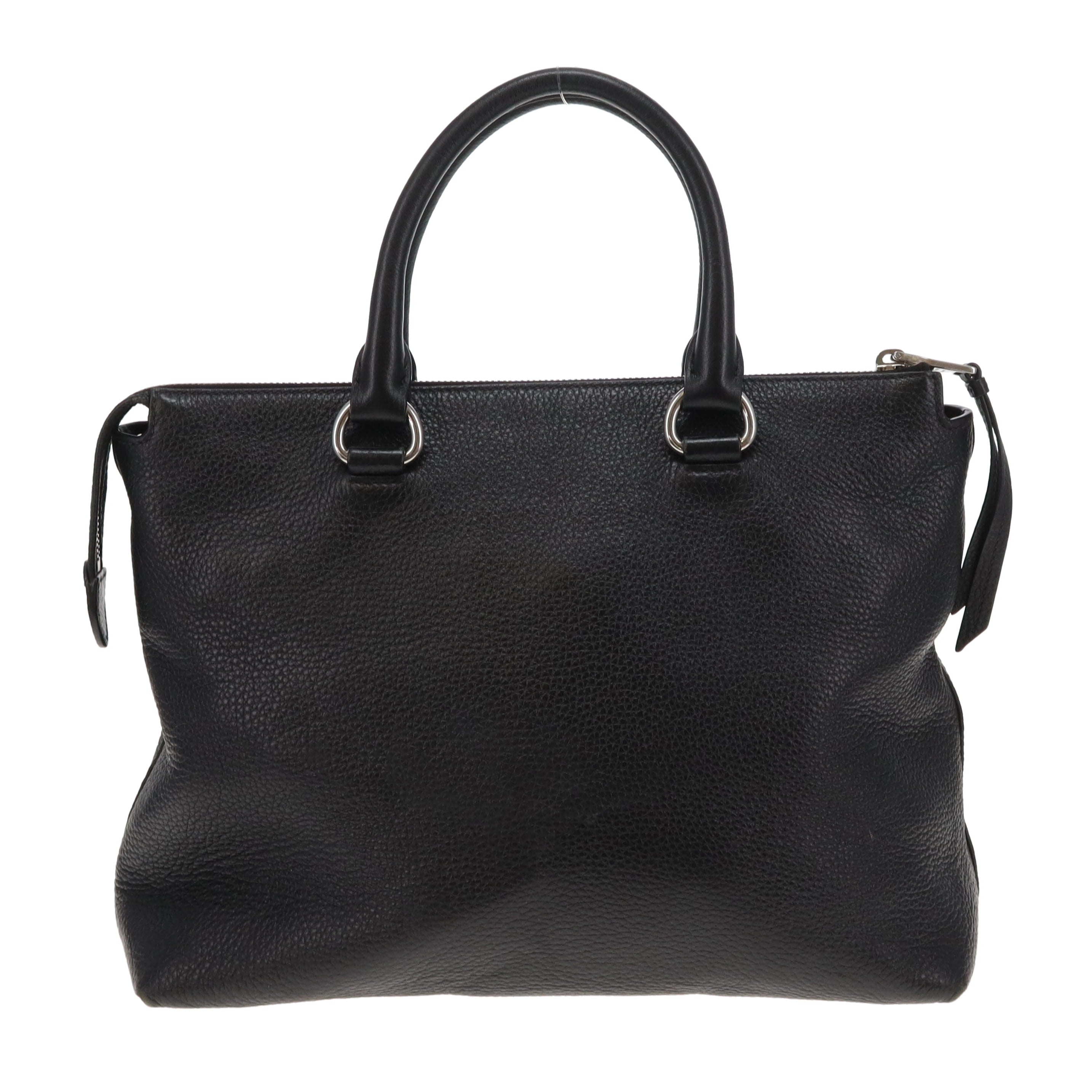 Prada 2 Way Bag Black Leather Silver Hardware | Designer Exchange