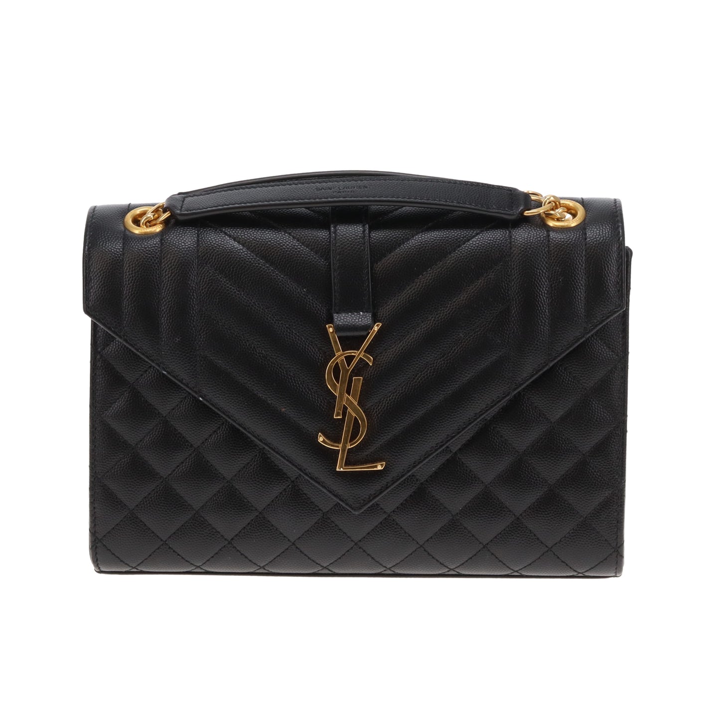 Saint Laurent Envelope Chain Bag Medium Black GHW 2024