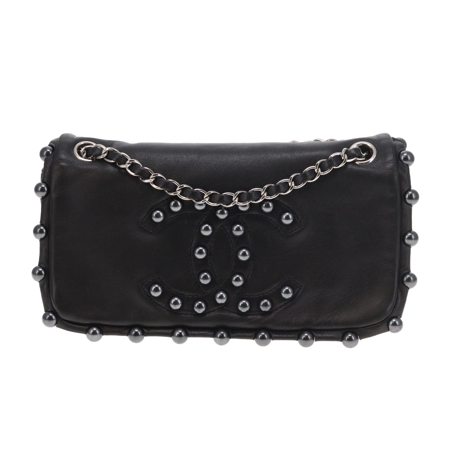 Chanel CC Pearl Obsession Small Flap Bag Black Lambskin 2008
