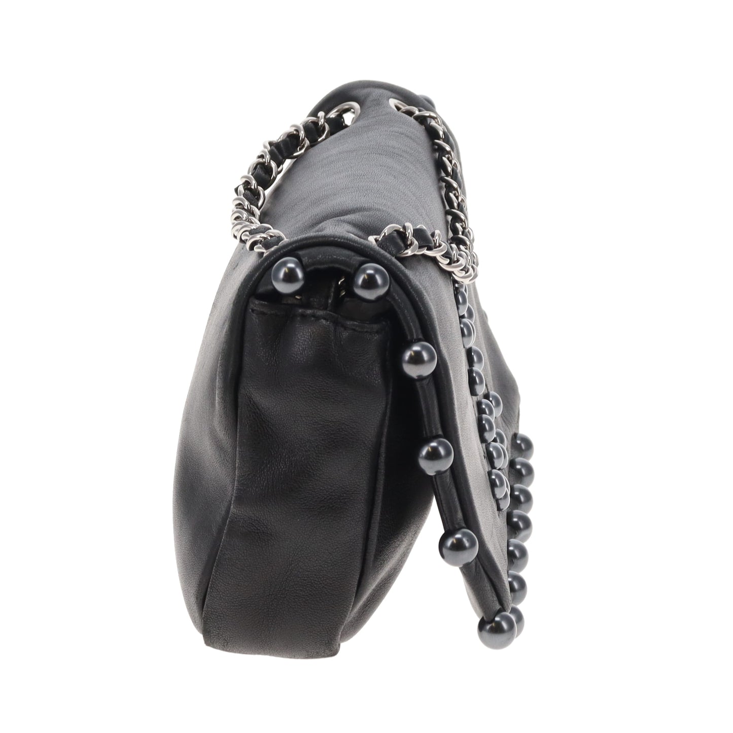 Chanel CC Pearl Obsession Small Flap Bag Black Lambskin 2008