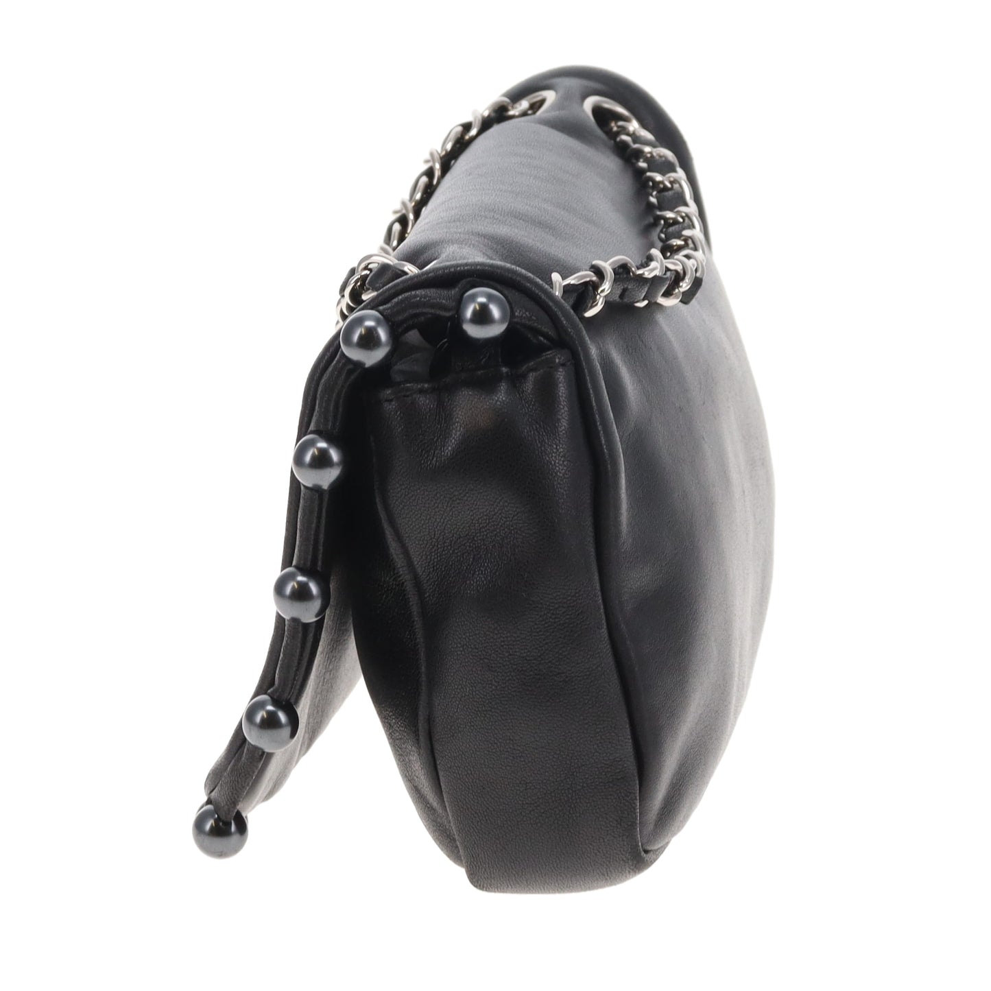 Chanel CC Pearl Obsession Small Flap Bag Black Lambskin 2008