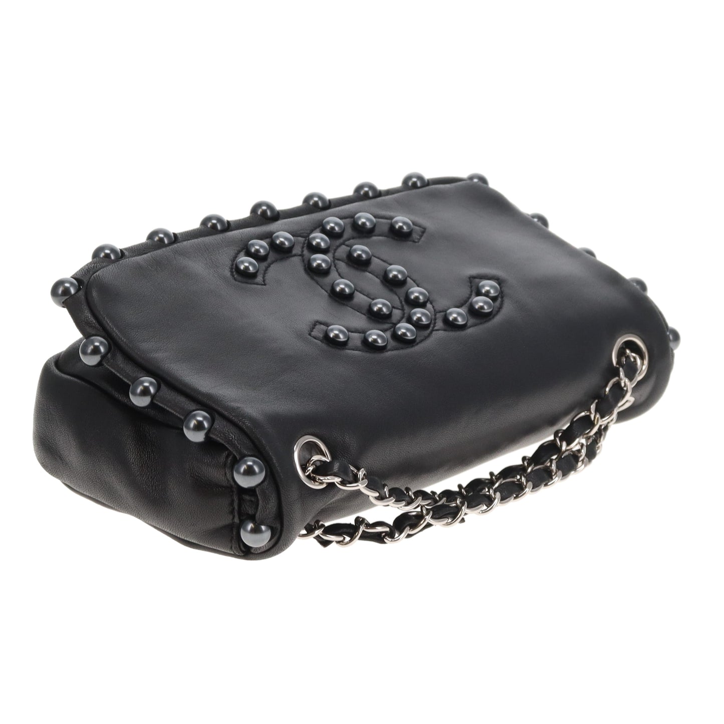 Chanel CC Pearl Obsession Small Flap Bag Black Lambskin 2008